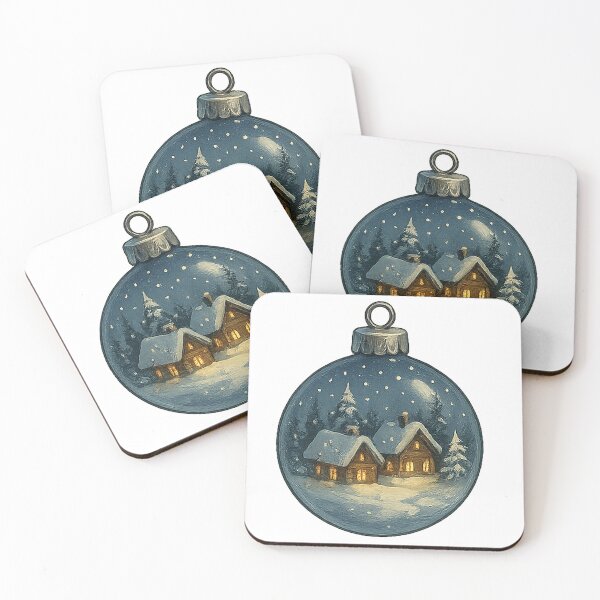 Item preview, Tiny Snow Village Orb – Cozy Winter Cottage Christmas Ornament designed and sold by AlcheArtsStudio.