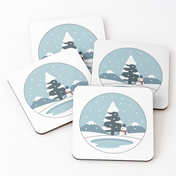 Item preview, Happy Winter Scene with Snowman, Tree, and Mountains designed and sold by Clay Artista.