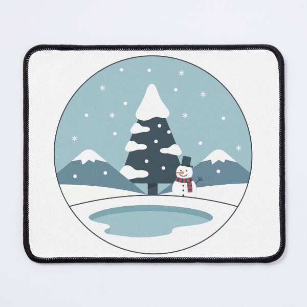 Item preview, Happy Winter Scene with Snowman, Tree, and Mountains designed and sold by Clay Artista.