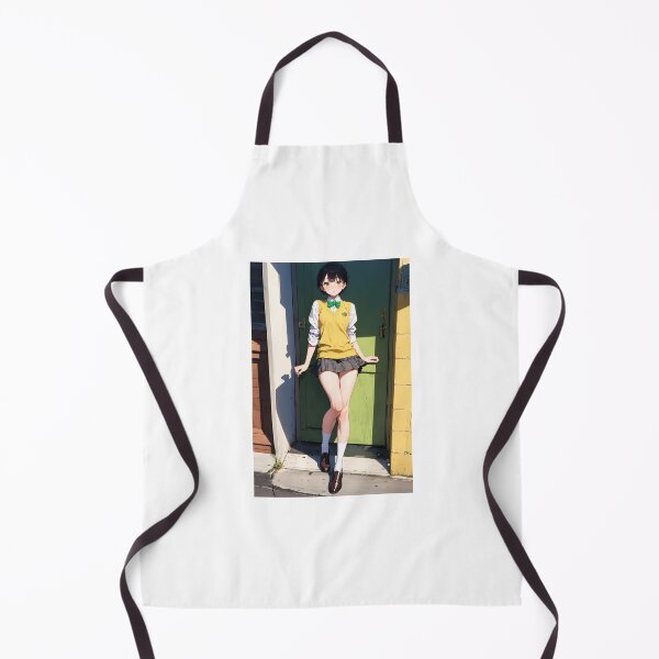 Item preview, Cheerful Schoolgirl Anime Portrait: Yellow Vest Uniform and Green Bow designed and sold by iloveanimechibi.