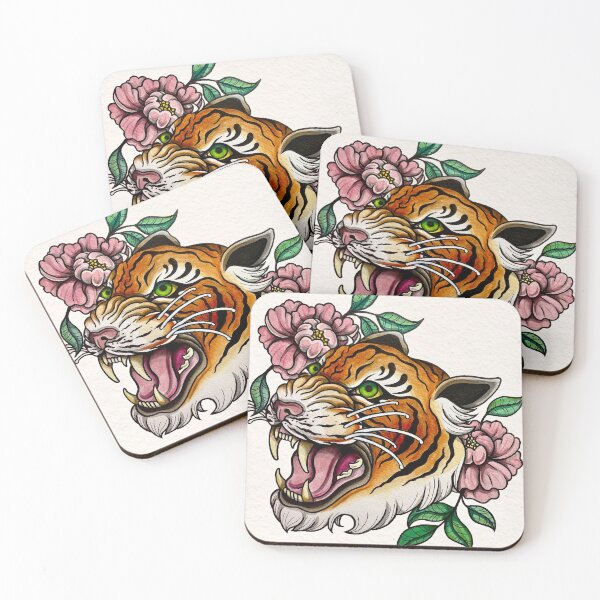 Item preview, Tiger with peonies designed and sold by AdriArt777.
