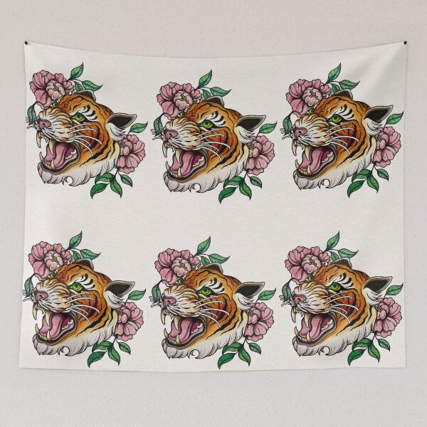Item preview, Tiger with peonies designed and sold by AdriArt777.