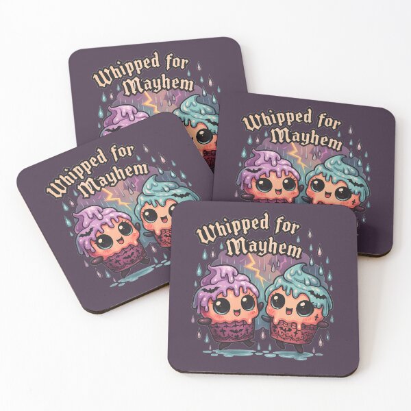 Item preview, Whipped for Mayhem – Gothic Chibi Cupcakes Dancing in the Rain, Pastel Horror Storm Art designed and sold by JonelCrafts.