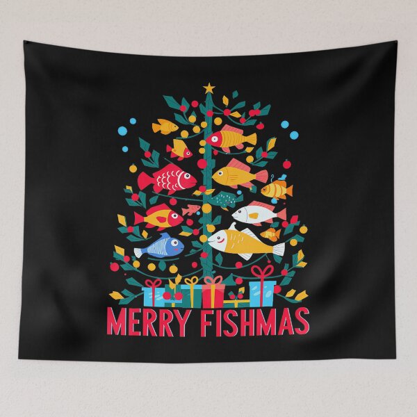 Item preview, Merry Fishmas Funny Christmas Tree Lights Fishing Rod designed and sold by KarlaLeanne.