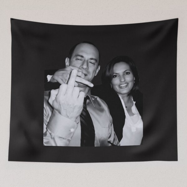 Item preview, Elliot Stabler And Olivia Benson Actors And Musicians Giving The Middle Finger Meme designed and sold by MaritzaVande.