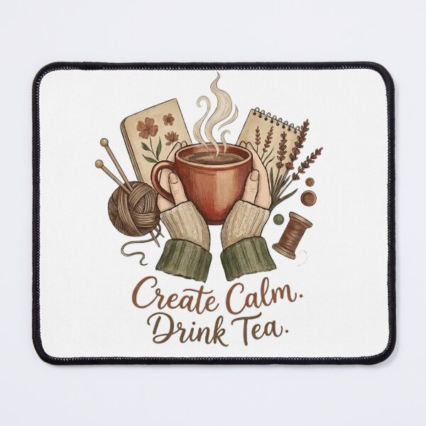 Item preview, Crafty Tea Lover Knitting Crochet - Cottagecore designed and sold by MihaCottagecore.