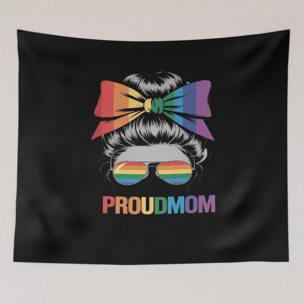 Item preview, Proud Mom Messy Hair Bun LGBTQ Rainbow Flag LGBT Pride Ally designed and sold by itsnothatweird.