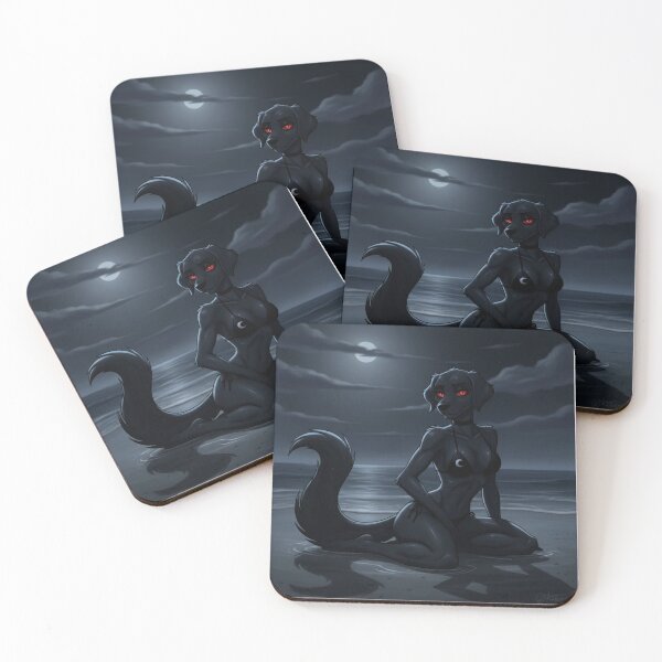 Item preview, Black Lab Hellhound on beach Bikini Moonlight designed and sold by Prestons Corner.