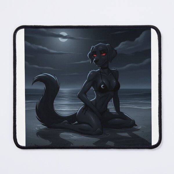Item preview, Black Lab Hellhound on beach Bikini Moonlight designed and sold by Prestons Corner.