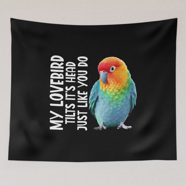 Item preview, Peach Faced Lovebird Tilts Head Black Masked Lovebird designed and sold by ConnieDora.