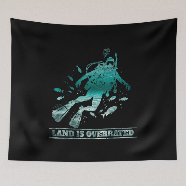 Item preview, Diving Diver Land Is Overrated Sea Scuba Diving Water Ocean designed and sold by ConnieDora.