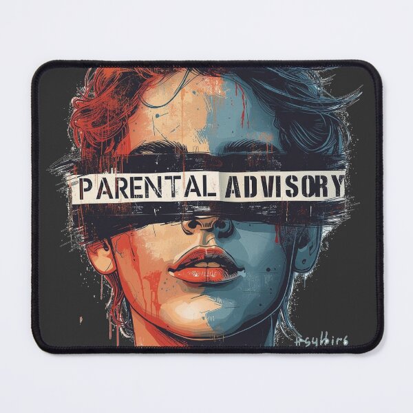 Item preview, Parental Advisory Censor Bar Portrait - Grunge Watercolor Aesthetic designed and sold by ConfuseLab Shop.