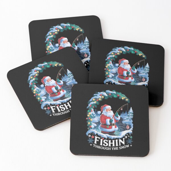 Item preview, Christmas Fishing Santa Fisherman Fishin Through Snow designed and sold by ConnieDora.