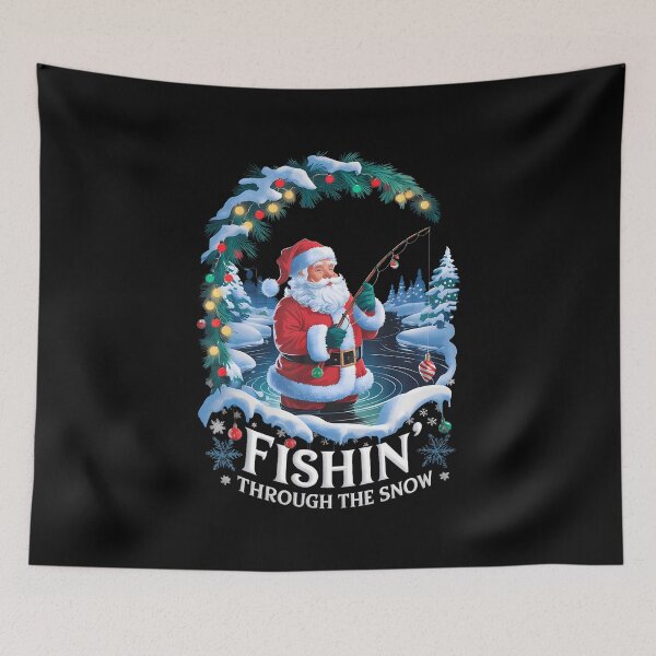 Item preview, Christmas Fishing Santa Fisherman Fishin Through Snow designed and sold by ConnieDora.