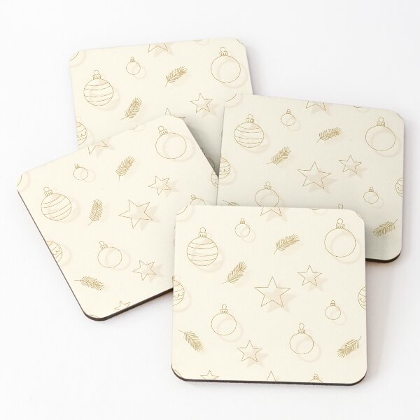 Item preview, Minimal Gold Christmas Stars & Baubles on Cream designed and sold by Kaleidoscope Print.