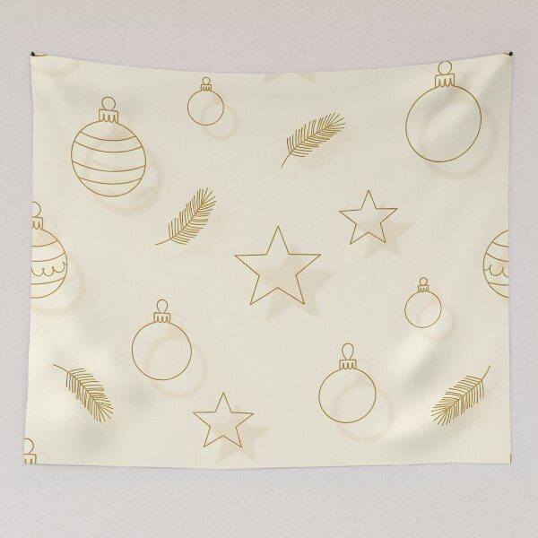 Item preview, Minimal Gold Christmas Stars & Baubles on Cream designed and sold by Kaleidoscope Print.