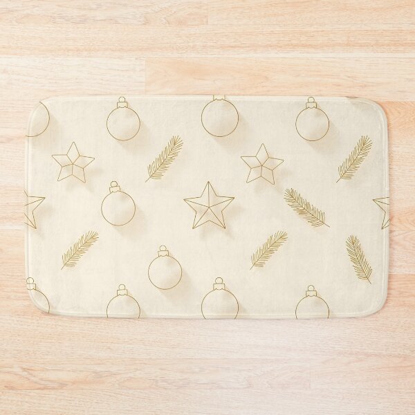 Item preview, Minimal Gold Christmas Baubles & Stars with Pine Sprigs designed and sold by Kaleidoscope Print.