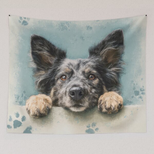 Item preview, Hungarian Mudi Peeking over Wall 01 designed and sold by Elisabeth Lucas.