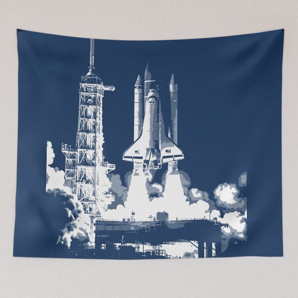 Item preview, Space Shuttle Launch Monochrome Illustration designed and sold by KiwiRider.