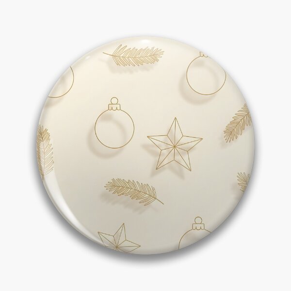 Item preview, Gold Line Art Christmas Baubles & Stars on Cream designed and sold by Kaleidoscope Print.