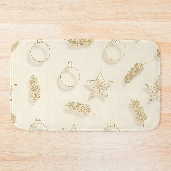 Item preview, Gold Line Art Christmas Baubles & Stars on Cream designed and sold by Kaleidoscope Print.