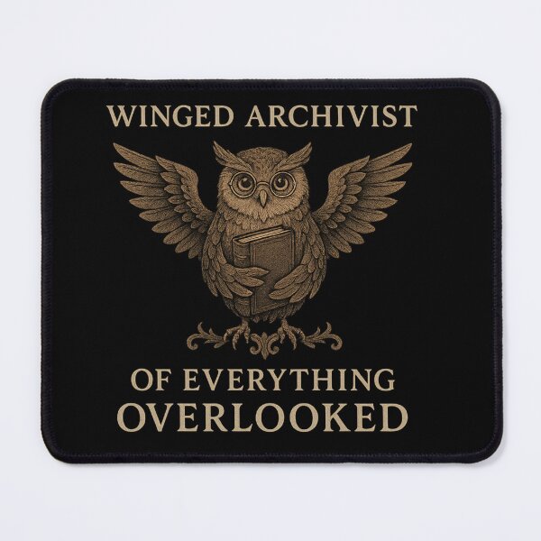 Item preview, Winged Archivist – Dark Academia Owl – Bookish Gothic Illustration Design designed and sold by Mouraludia.
