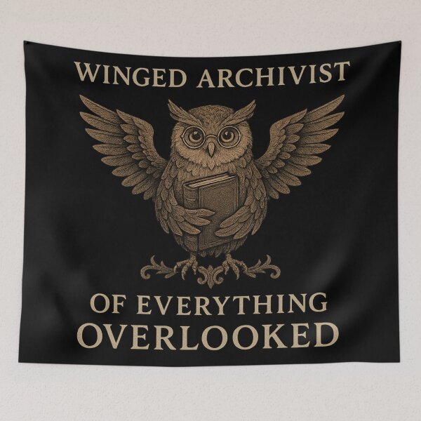 Item preview, Winged Archivist – Dark Academia Owl – Bookish Gothic Illustration Design designed and sold by Mouraludia.