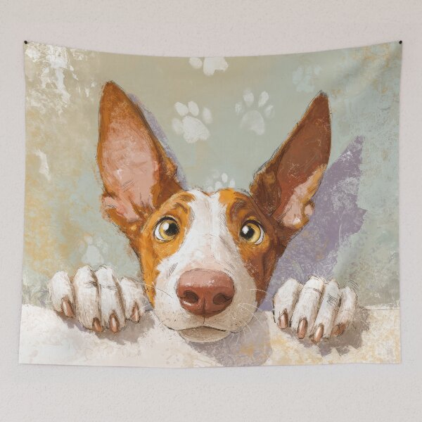 Item preview, Ibizan Hound Peeking over Wall 01 designed and sold by Elisabeth Lucas.