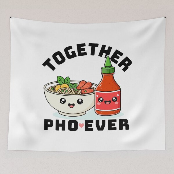 Item preview, Together Pho Ever, Cutest Pho Bowl and Hot Sauce designed and sold by DesireeNguyen.
