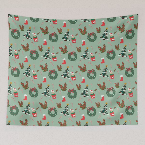 Item preview, Green Christmas theme pattern  designed and sold by PapuruDesigns.