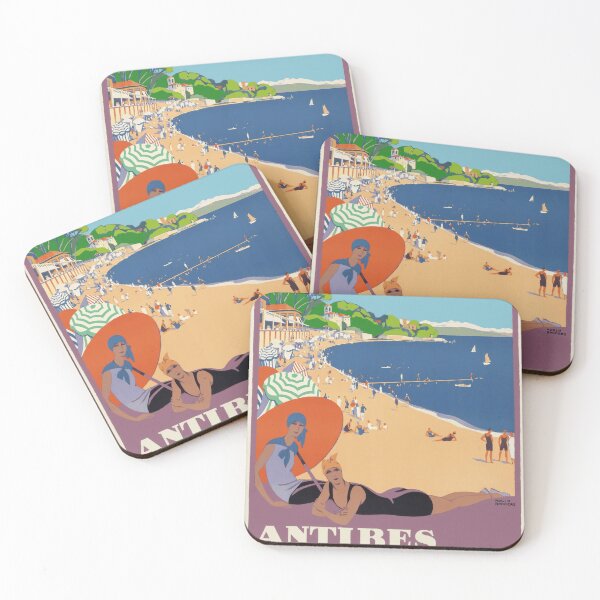 Item preview, Vintage Art Deco Travel Poster | Antibes Beach by Roger Broders | French Riviera | Summer & Winter Vacation Elegance designed and sold by artofuniverse.
