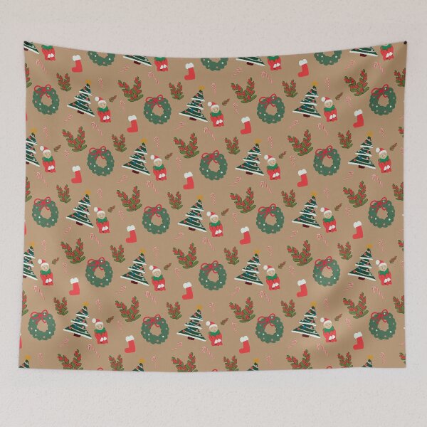 Item preview, Beige Christmas theme pattern  designed and sold by PapuruDesigns.