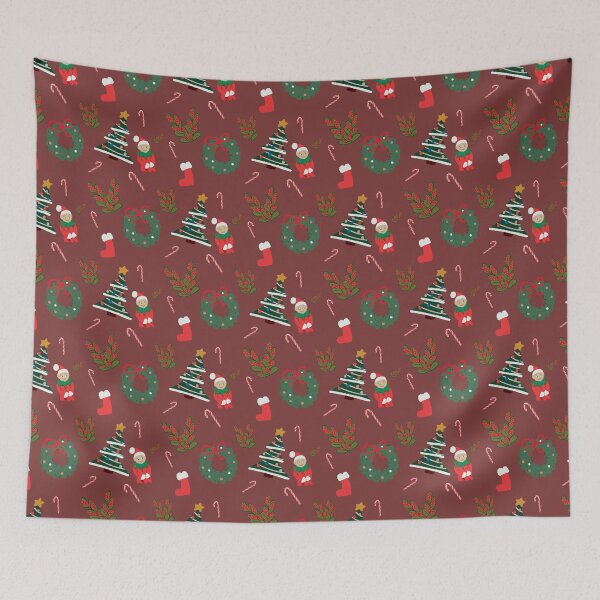 Item preview, Maroon Christmas theme pattern  designed and sold by PapuruDesigns.