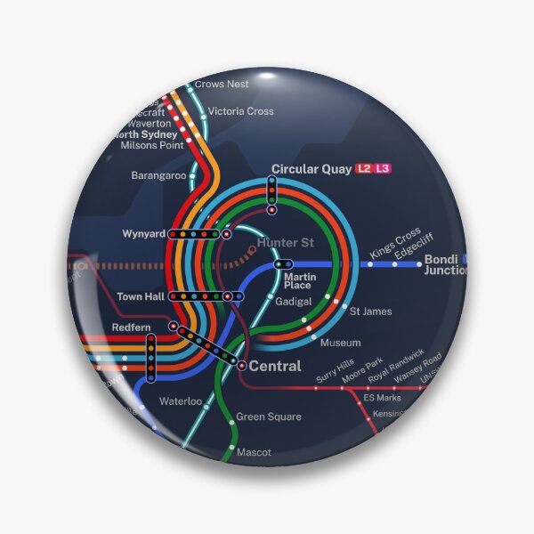 Item preview, Sydney Rail Network Map (Dark theme)  designed and sold by CrossingLights.