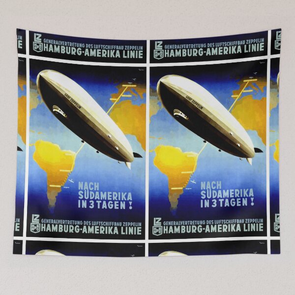 Item preview, Vintage Graf Zeppelin Airship Poster | Art Deco Travel Print | Europe to South America Route | 1920s Aviation Decor designed and sold by artofuniverse.