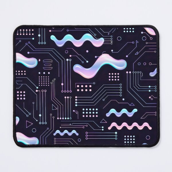 Item preview, Neon Circuit Board with Iridescent Fluid Shapes Abstract Tech Design designed and sold by SplashTastic.