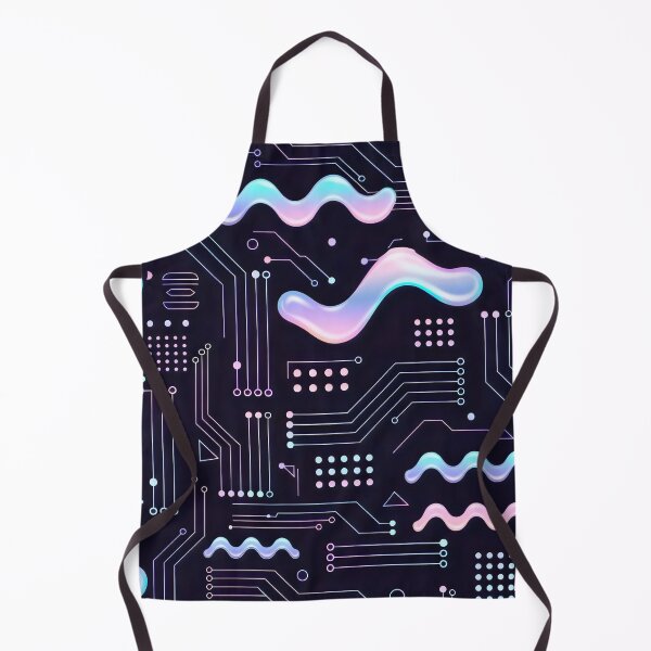 Item preview, Neon Circuit Board with Iridescent Fluid Shapes Abstract Tech Design designed and sold by SplashTastic.
