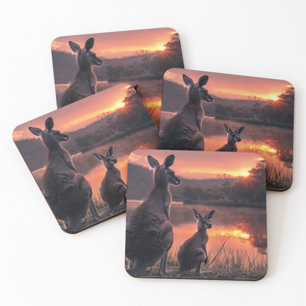 Item preview, Two kangaroos by the river at sunset designed and sold by Mauswohn.