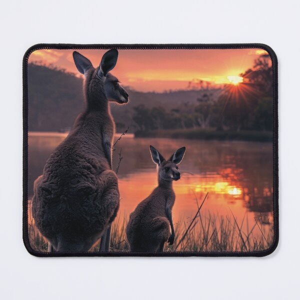 Item preview, Two kangaroos by the river at sunset designed and sold by Mauswohn.