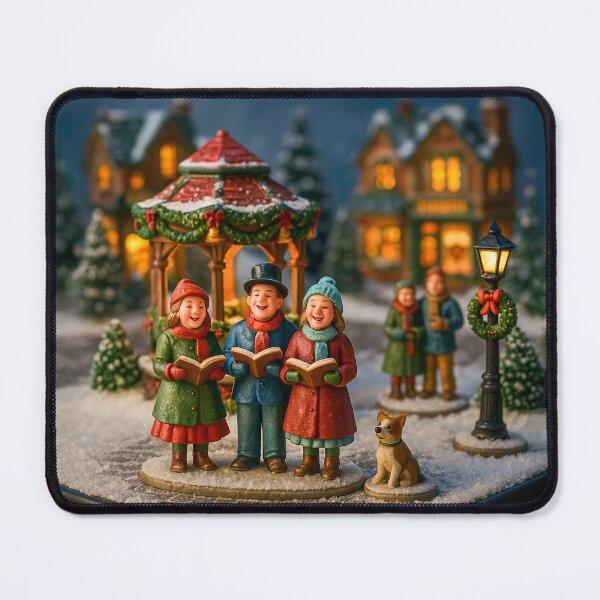 Item preview, Christmas Carolers in the Village | Cosy Red and Green Miniature Scene designed and sold by Little-Worlds.