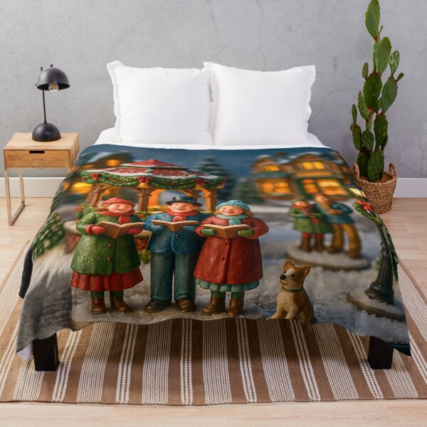 Item preview, Christmas Carolers in the Village | Cosy Red and Green Miniature Scene designed and sold by Little-Worlds.