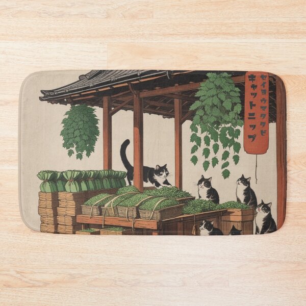 Item preview, Ukiyo-e Catnip Stall – Edo-Style Feline Herb Vendor designed and sold by LEO'S CREATURE　れおずくりーちゃー.