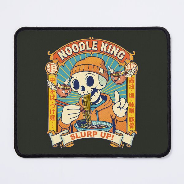 Item preview, Noodle King Slurp Up! - Retro Skeleton Eating Ramen Art designed and sold by AwesomeBeyondLimits.
