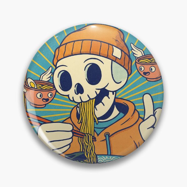 Item preview, Noodle King Slurp Up! - Retro Skeleton Eating Ramen Art designed and sold by AwesomeBeyondLimits.