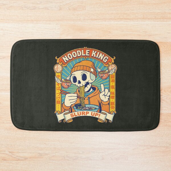 Item preview, Noodle King Slurp Up! - Retro Skeleton Eating Ramen Art designed and sold by AwesomeBeyondLimits.