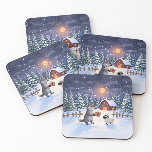 Item preview, Wolf’s Winter Gift – Cute Snowy Holiday Illustration designed and sold by Whimsical Hug.