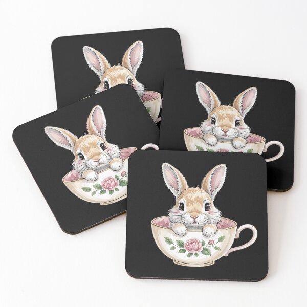 Item preview, Cottagecore Bunny in Antique Floral Teacup Whimsical designed and sold by HardcoreTour.
