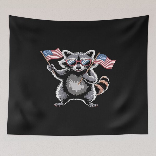 Item preview, Raccoon Patriotic 4th Of July USA American Flag designed and sold by procionartss.