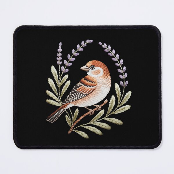 Item preview, Cottagecore Sparrow on Rosemary Branch with Lavender designed and sold by HardcoreTour.