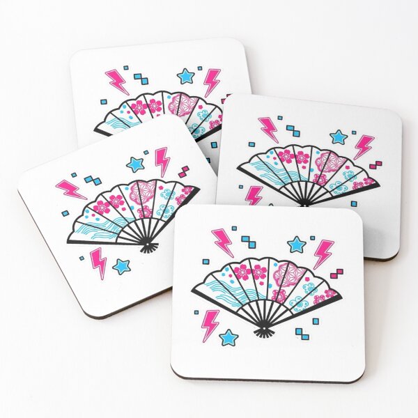 Item preview, Neon Vaporwave Japanese Fan designed and sold by esterter.